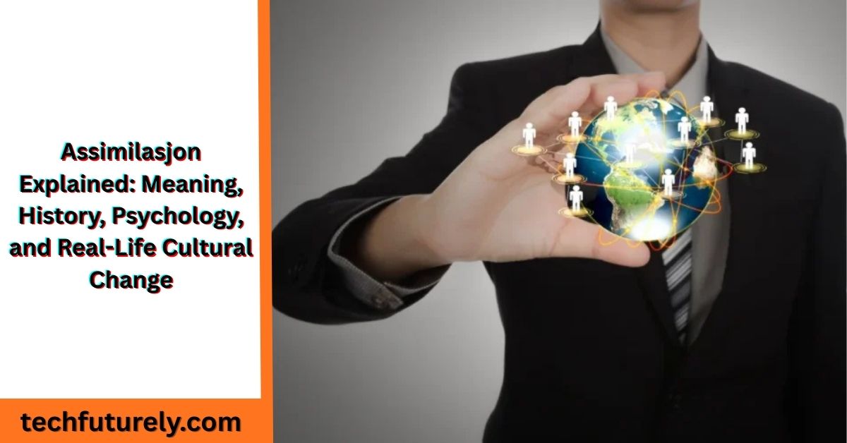 Assimilasjon cultural assimilation process showing people adapting language and traditions