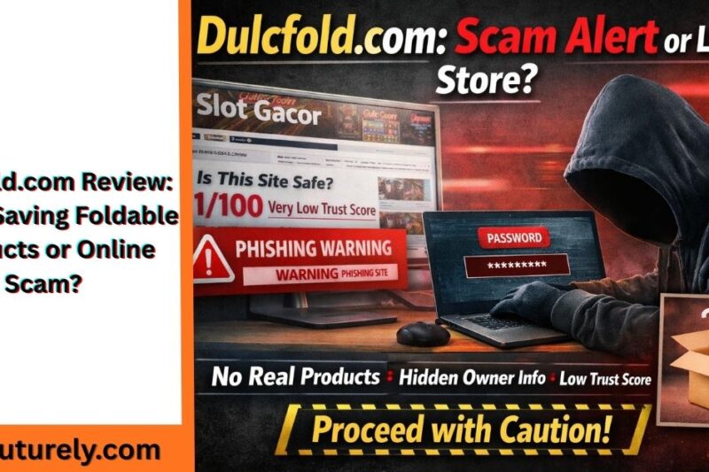 Warning for dulcfold com showing phishing risk and suspicious website content.