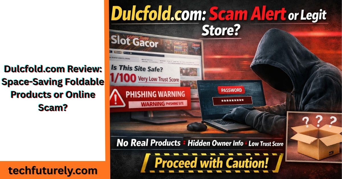 Warning for dulcfold com showing phishing risk and suspicious website content.
