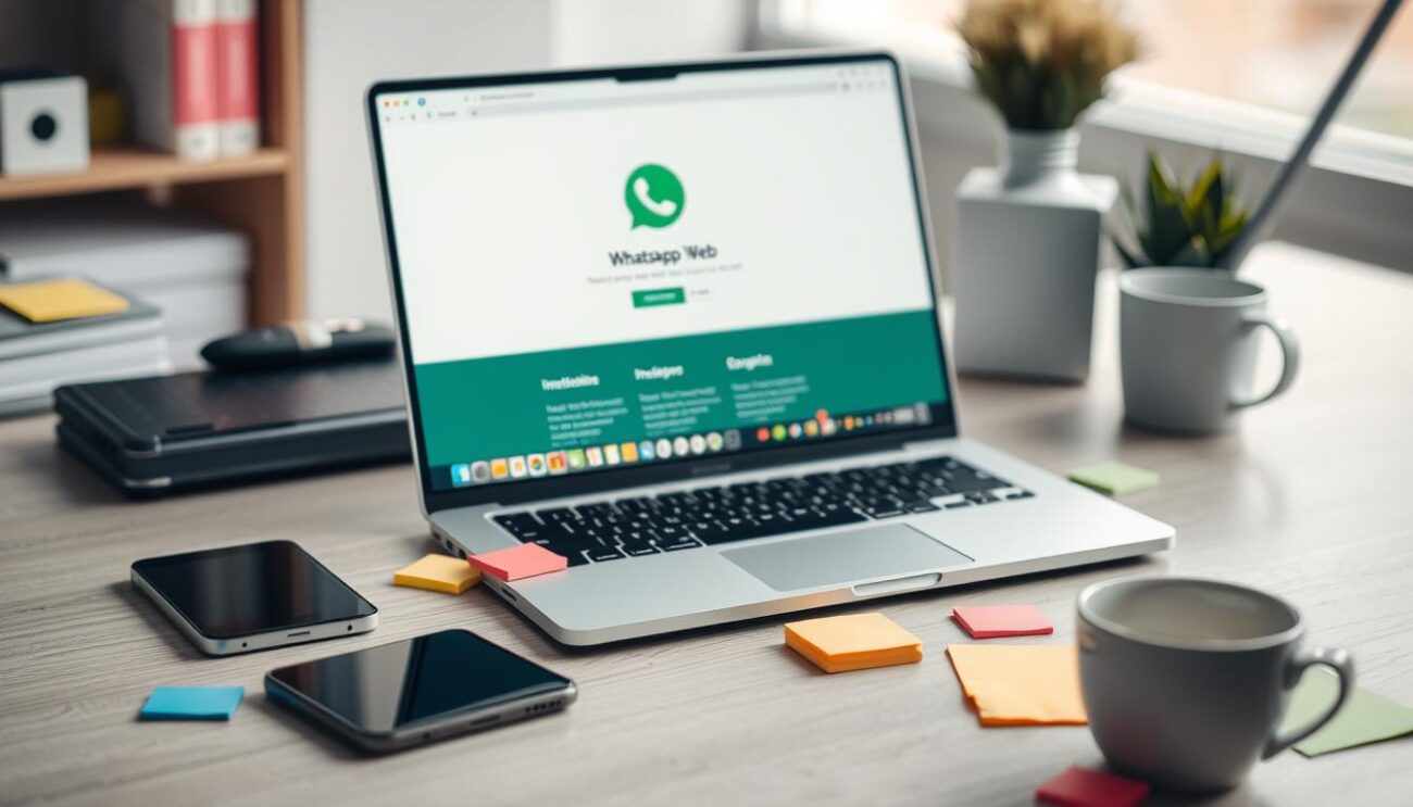 WtzAppWeb interface showing WhatsApp Web on a laptop screen with open chats